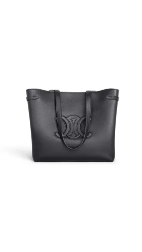 Medium Cabas Anas Cuir Triomphe in Grained Calfskin - Black