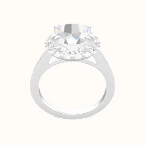 Micropave Cathedral Engagement Ring With Halo with Double Prong Head