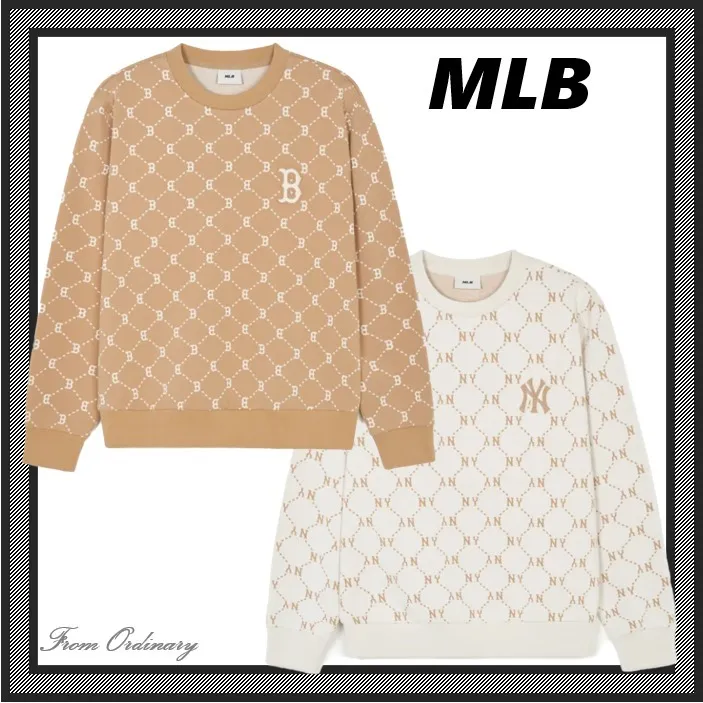 MLB Korea  |Monogram Unisex Street Style Long Sleeves Logo Sweatshirts