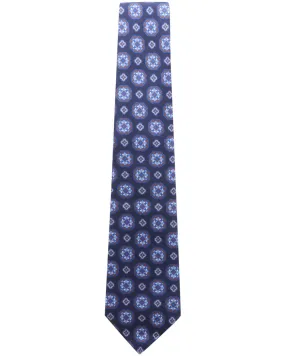 Navy and Brown Medallion Silk Tie