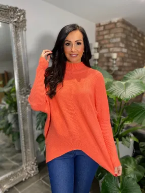 Orange Ribbed Roll Neck Jumper Joelle