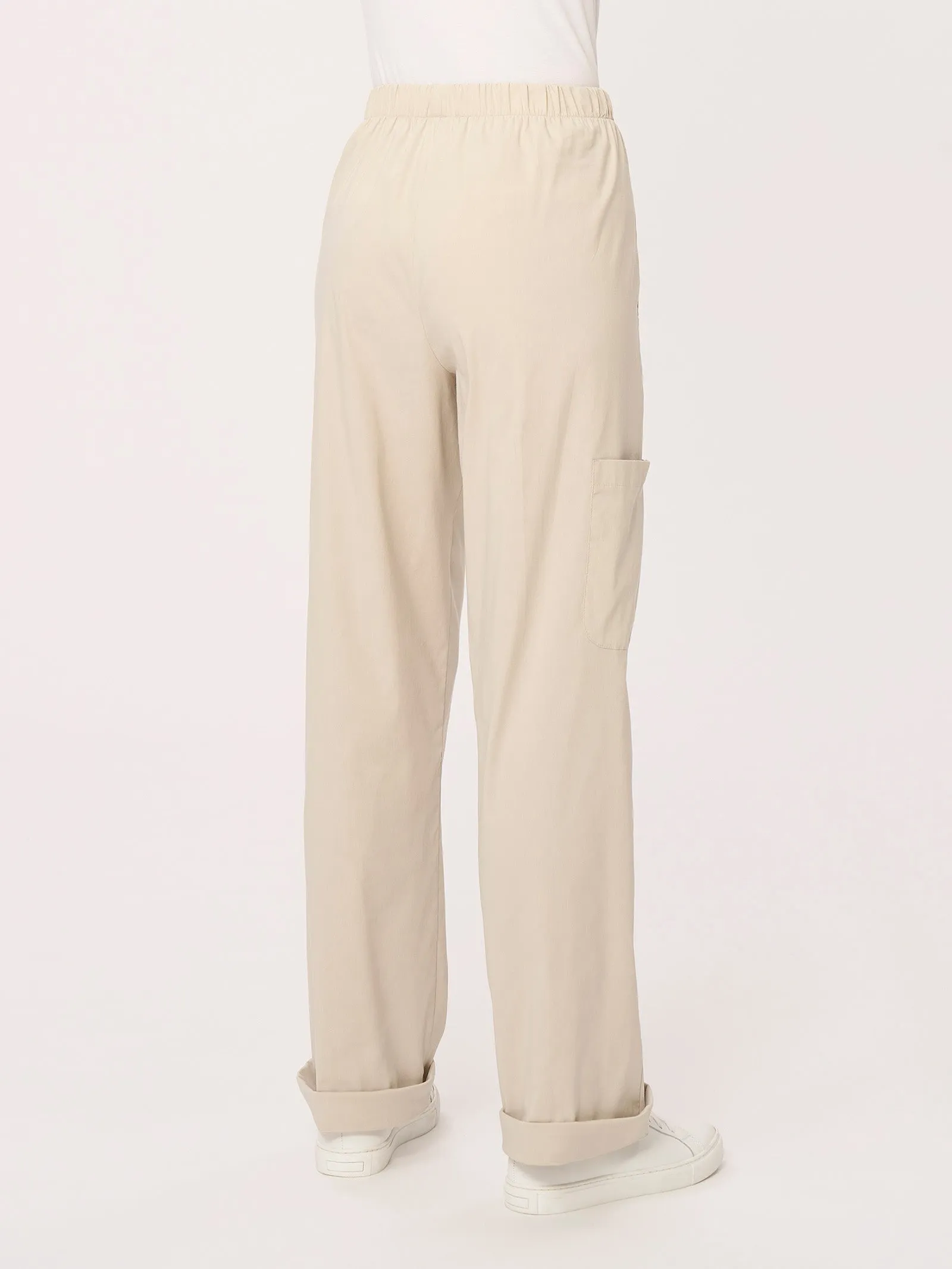 Pantalone ampio cargo in tessuto Super Fresh - Cappuccino