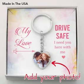 Photo Keychain with Personalized Heart