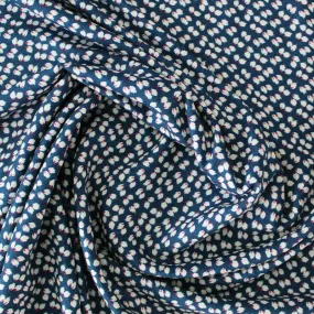 Printed Spun Viscose Petra in Navy Blue