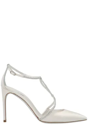 René Caovilla Pointed Toe Satin Pumps