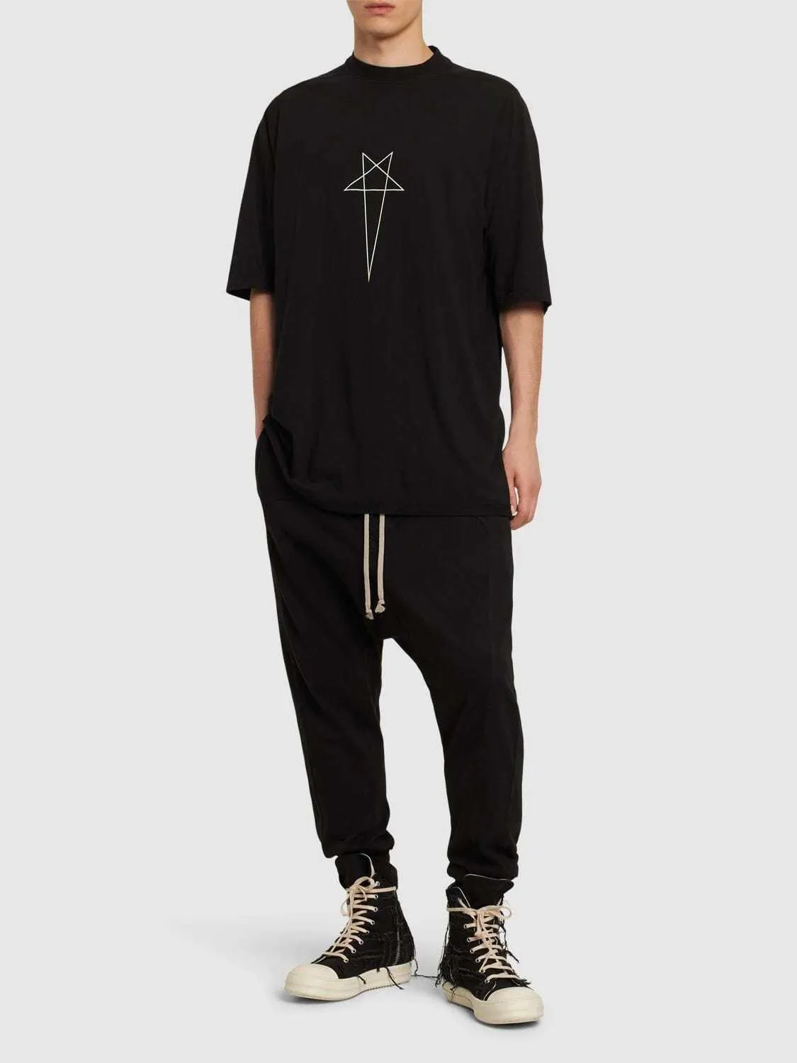 RICK OWENS  |Crew Neck Star Unisex Street Style U-Neck Plain Cotton