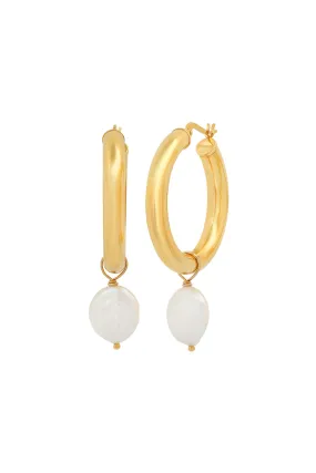 Sade Hoops with Pearl Charm