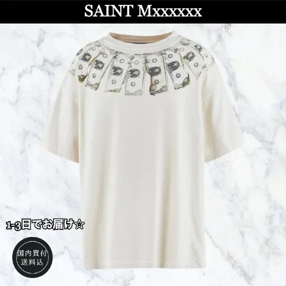 Saint Mxxxxxx  |Crew Neck Unisex Street Style Plain Cotton Short Sleeves