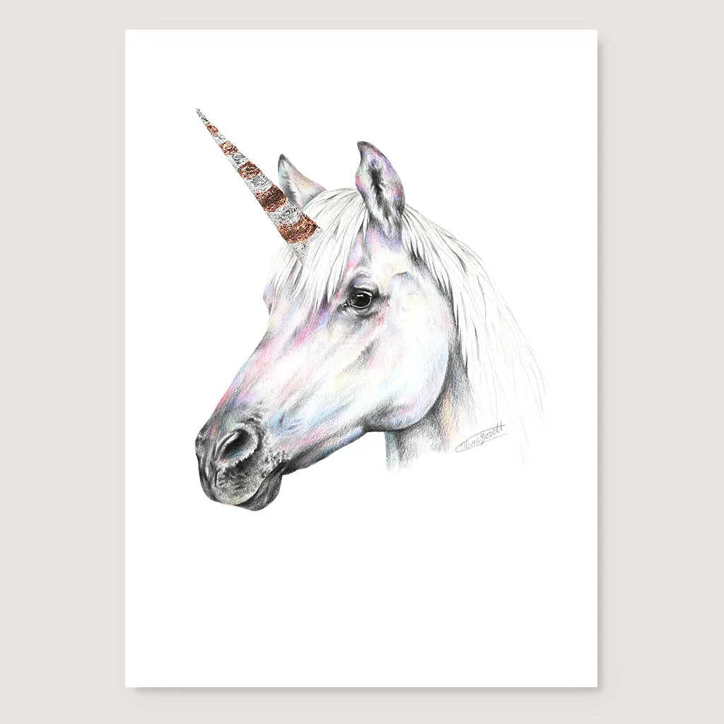 SALE - Rainbow Unicorn print A5