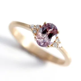 Seven Stone Basket Cluster Engagement Ring with Pink Malawi Sapphire