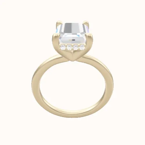 Solitaire Engagement Ring With V Prong with Hidden Halo Head