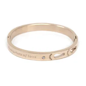 Stainless St Kids Bangle Footprints Rose Gold Pl