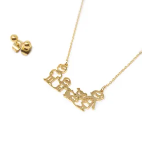 Stainless Steel Family Necklace Set Gold Plated