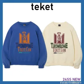 teket  |Unisex Street Style Long Sleeves Cotton Logo Sweatshirts