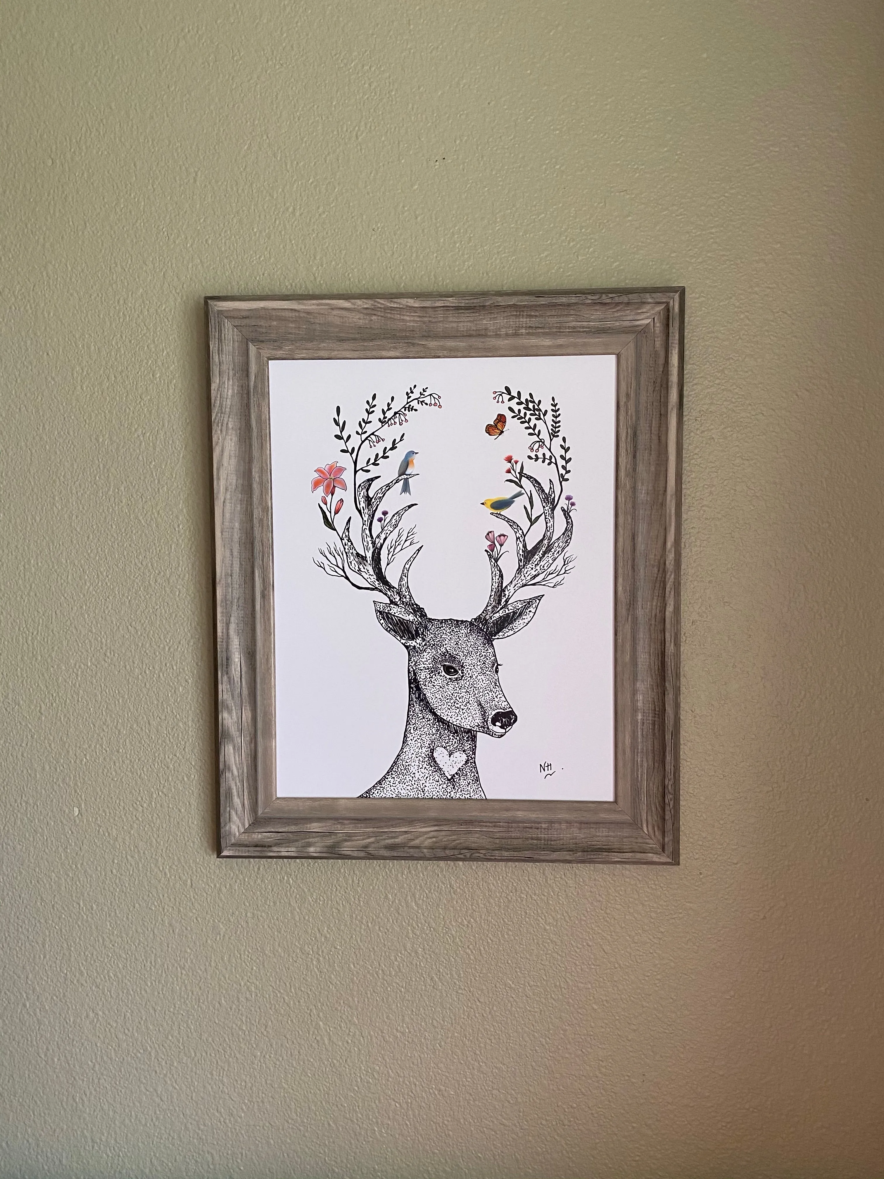 The Marvelous Deer: Art Print by Nina Hand