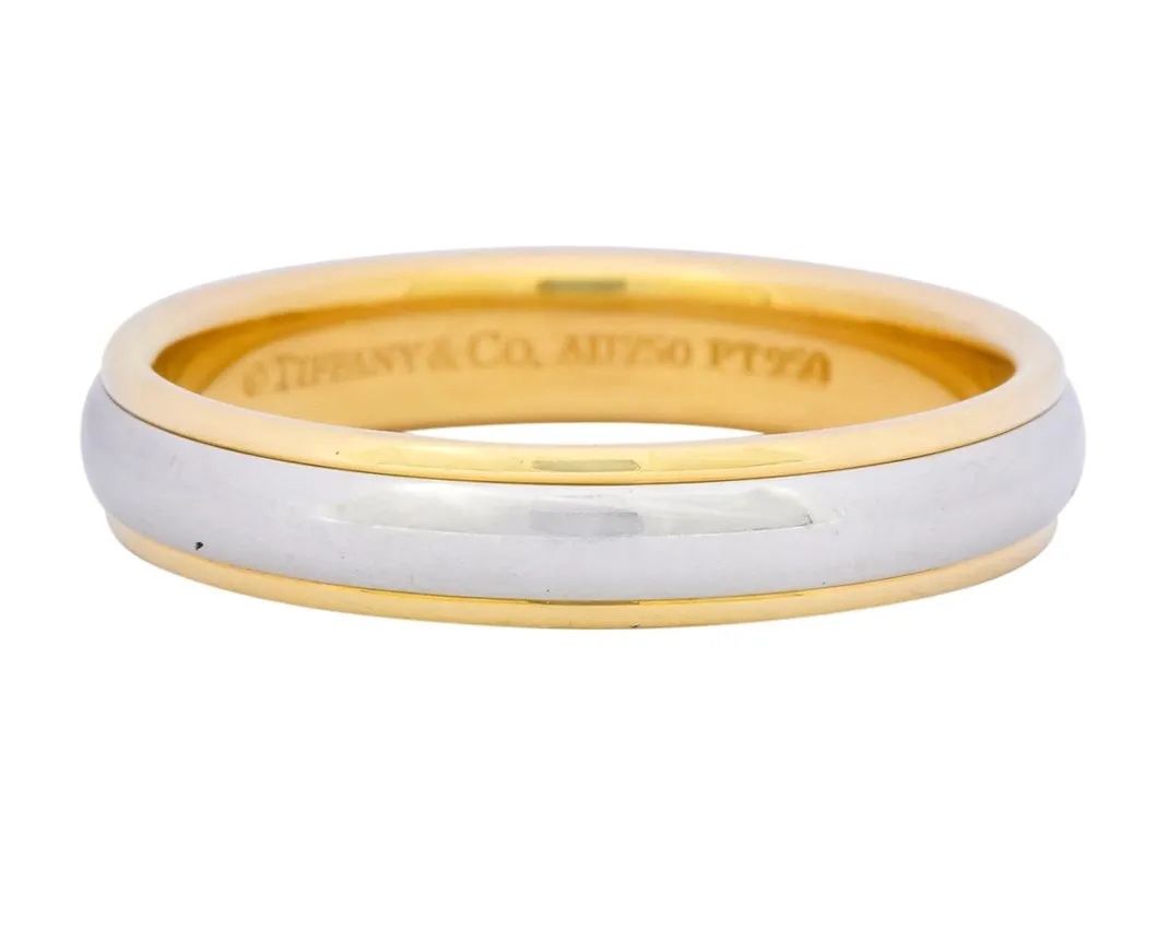 Tiffany & Co. Platinum 18 Karat Gold Two-Tone Wedding Band Unisex Stacking Ring