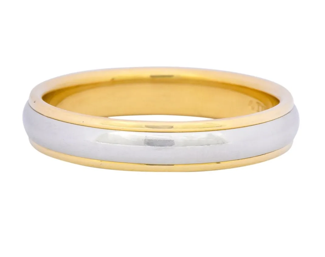 Tiffany & Co. Platinum 18 Karat Gold Two-Tone Wedding Band Unisex Stacking Ring