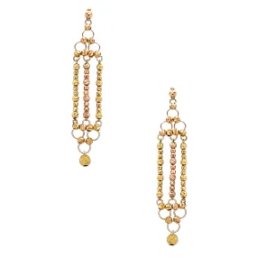 Tri-Gold Long Earrings