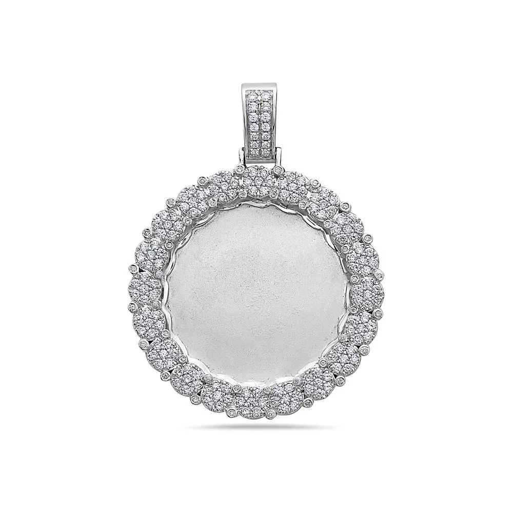 Unisex 14K White Gold Blank Bezel Pendant with 2.23 CT Diamonds