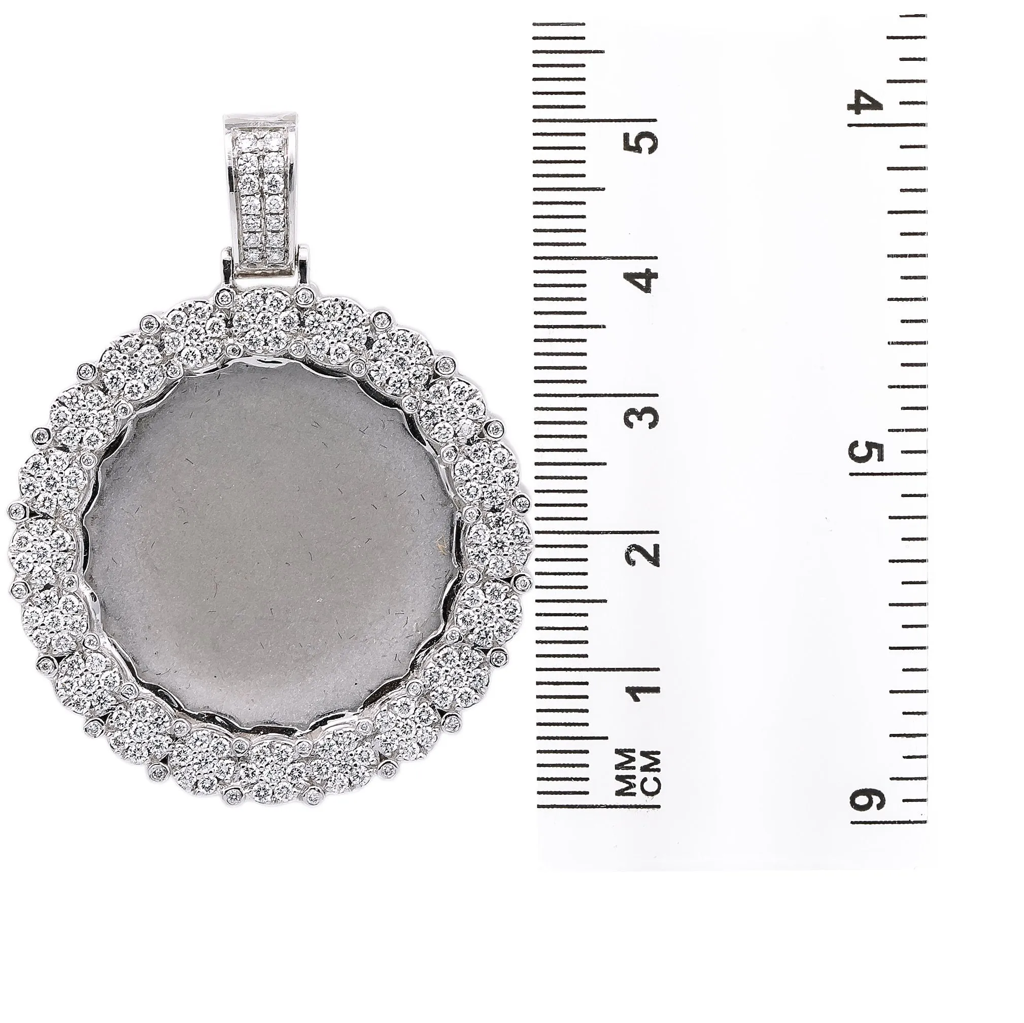 Unisex 14K White Gold Blank Bezel Pendant with 2.23 CT Diamonds