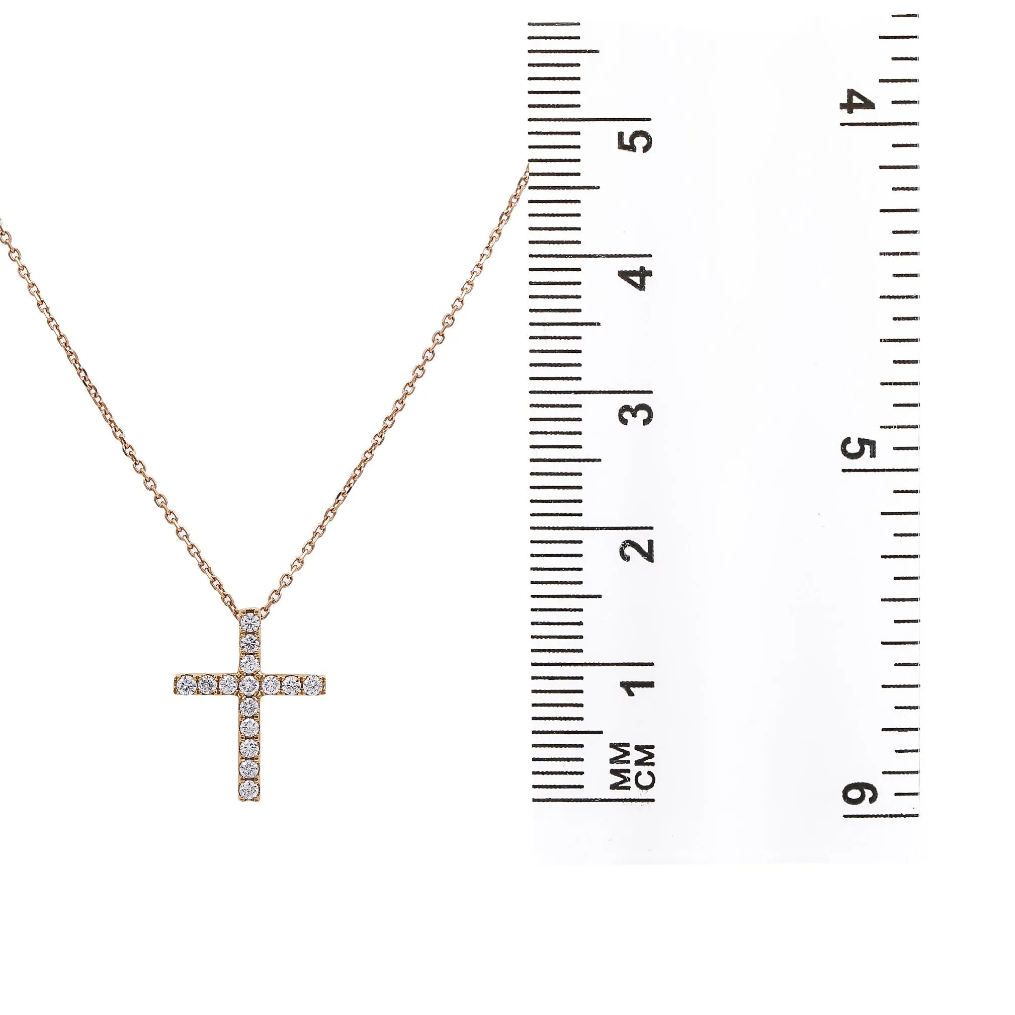 Unisex 18K Yellow Gold Cross Pendant with 0.30 CT Diamonds