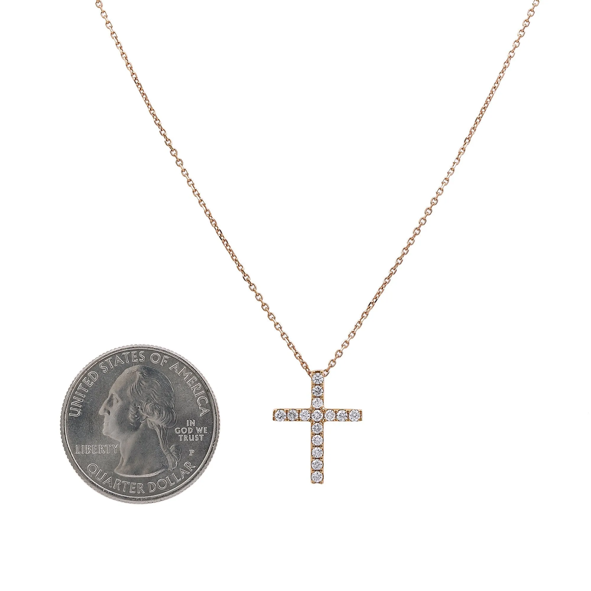 Unisex 18K Yellow Gold Cross Pendant with 0.30 CT Diamonds