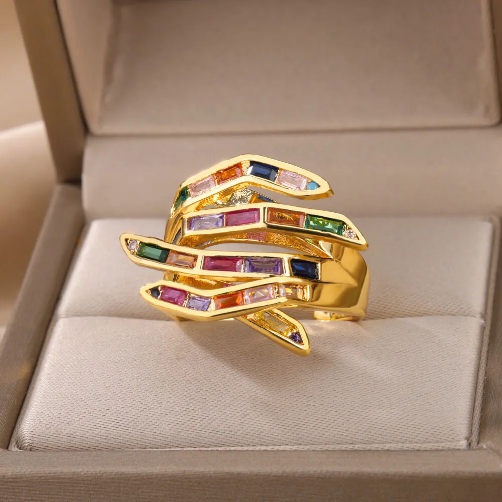 Unisex Peculiar Style Gold Color Zircon Cross Open Hands Party Finger Ring