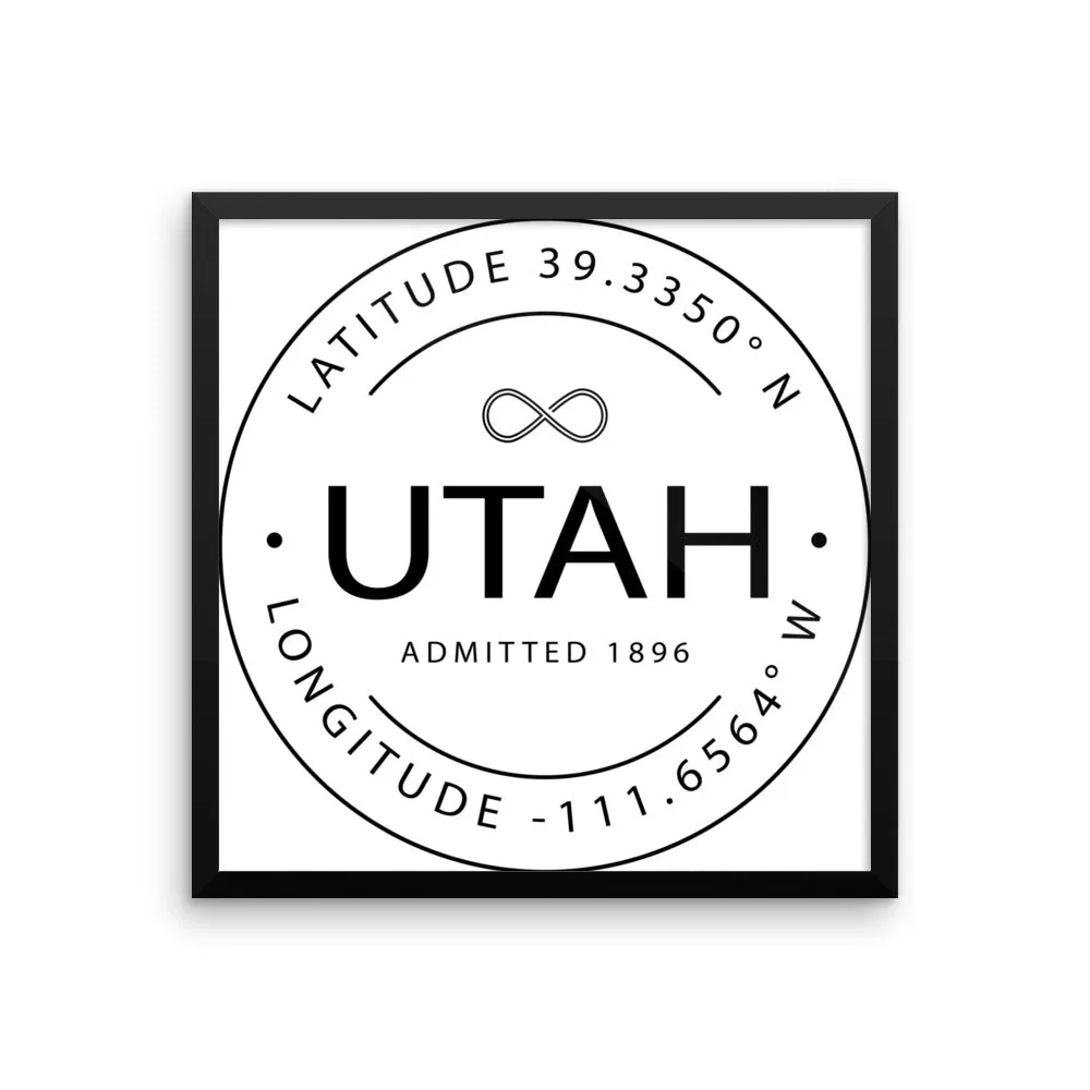 Utah - Framed Print - Latitude & Longitude