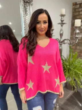 V Neck Lurex Stars Jumper Kimmy