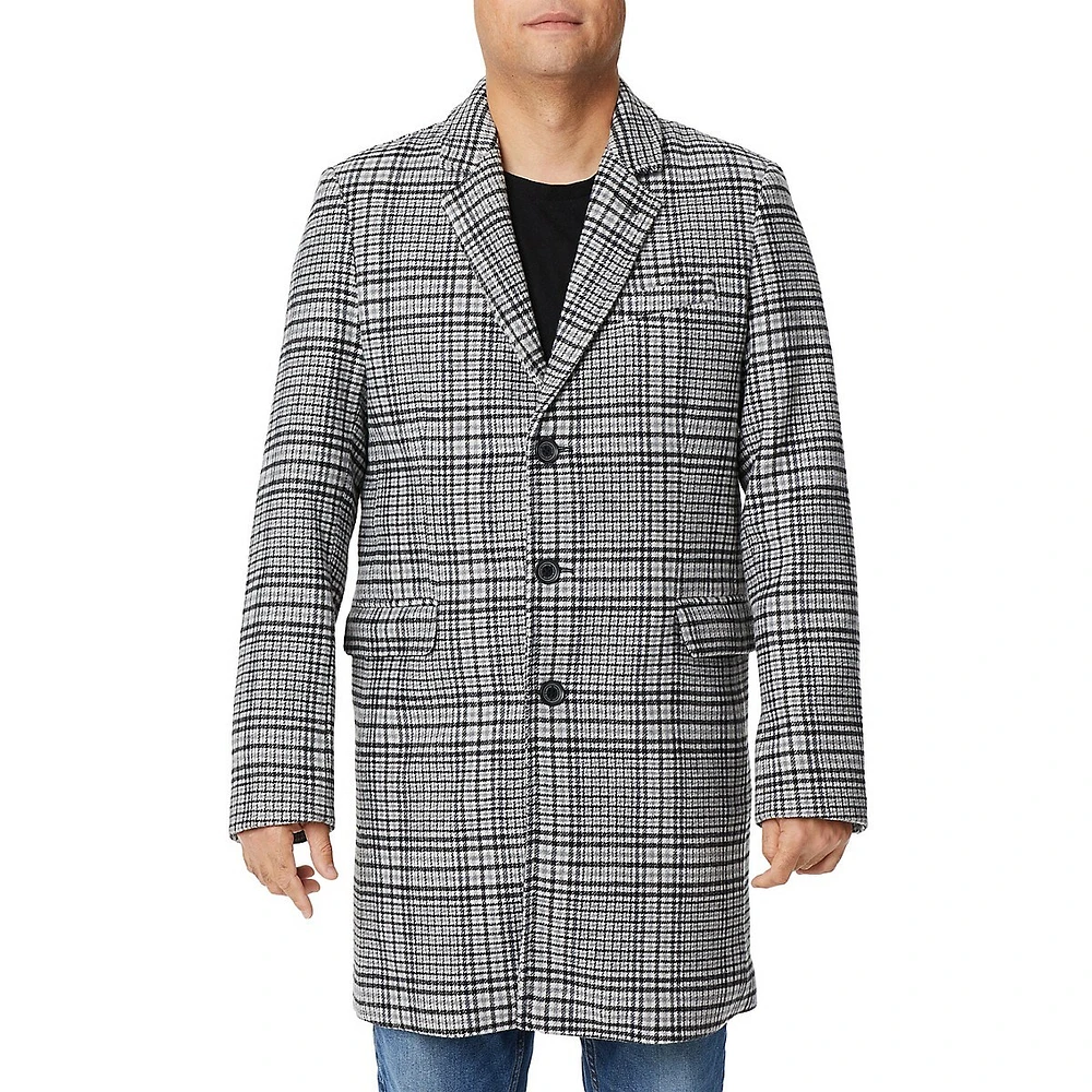 Vince Camuto Checked Notch-Collar Coat