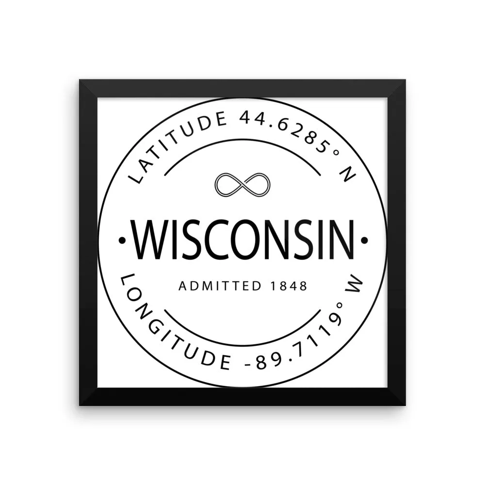 Wisconsin - Framed Print - Latitude & Longitude