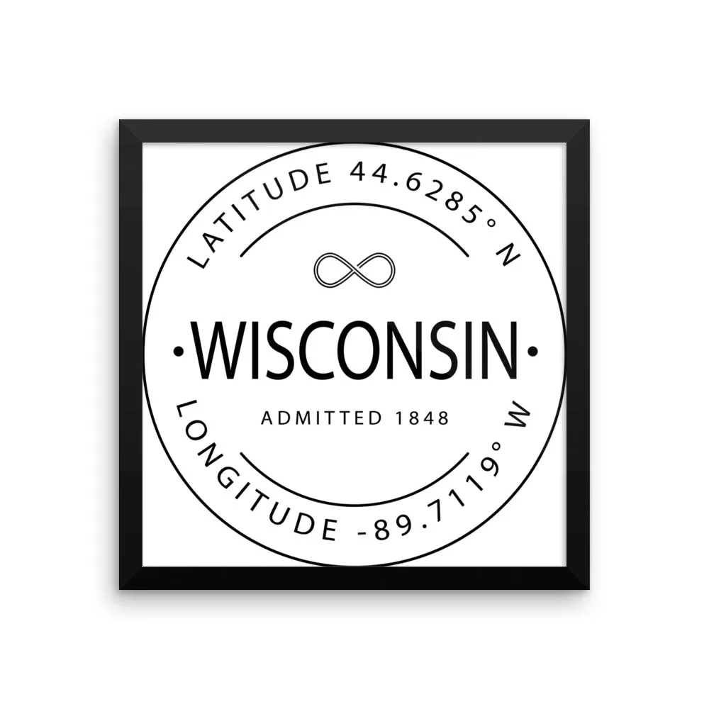 Wisconsin - Framed Print - Latitude & Longitude